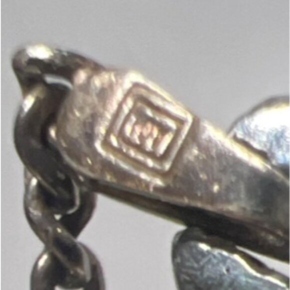 Italian Sterling Silver 925 18" Filigree Necklace Garnet Cabochon Drop KM Maker - Picture 7 of 14